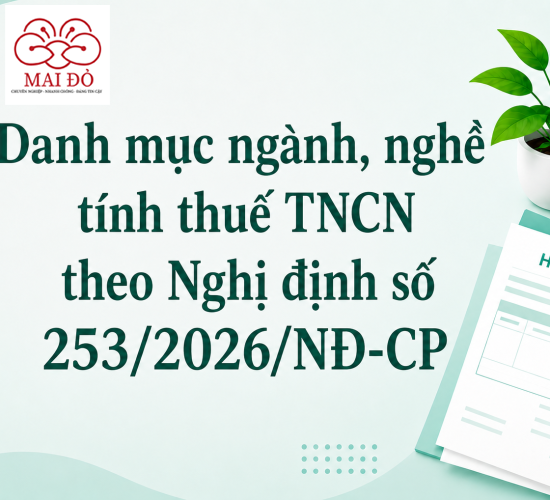 Danh mục ngành, nghề tính thuế TNCN theo Nghị định số 253/2026/NĐ-CP